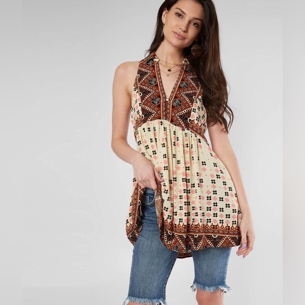 Free People Charlotte printed halterneck top Sz M